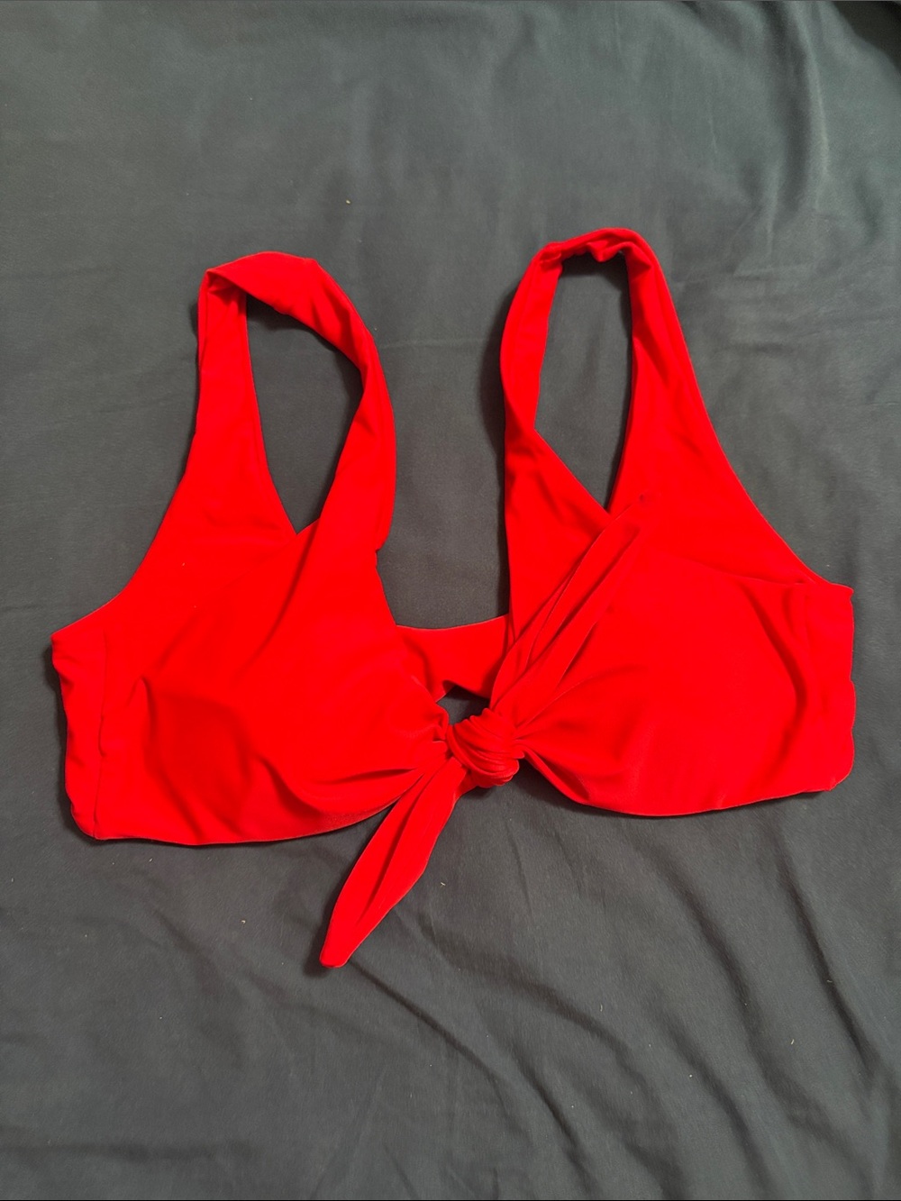 Red Tie-Front Bikini Top
